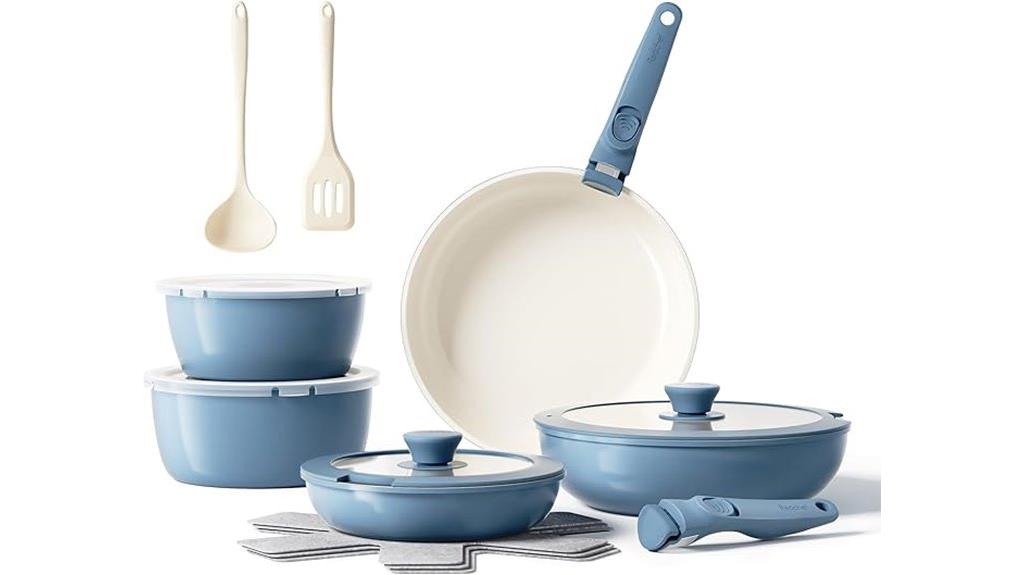 sixteen piece ceramic cookware set