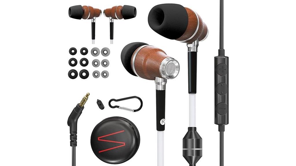 wooden airtube headphones with microphone