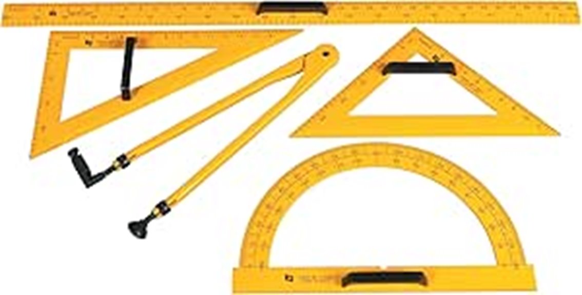 yellow drafting tools set
