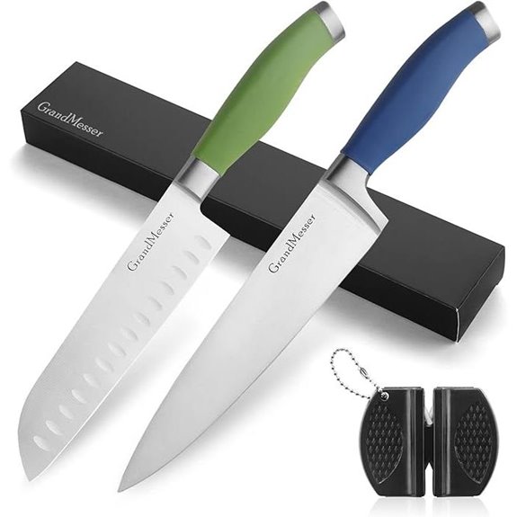 Kitchen Knife Set: 8” Chef & 7” Santoku Stainless Steel