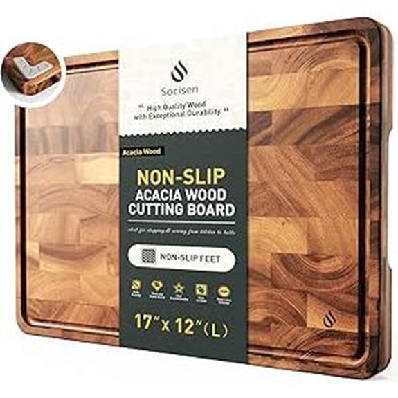 End Grain Acacia Cutting Board with Juice Groove