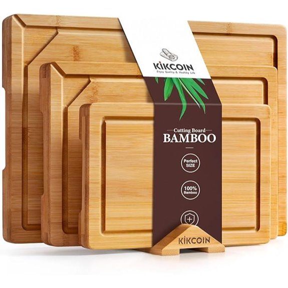 Kikcoin 3-Piece Bamboo Cutting Board Set