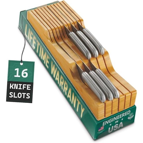 Bellemain Bamboo Knife Drawer Organizer (16 Slots)