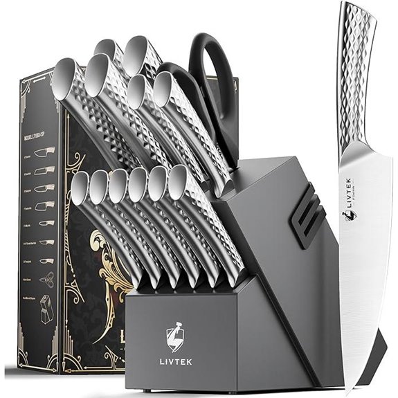 Livtek 15-Piece Knife Set with Sharpener
