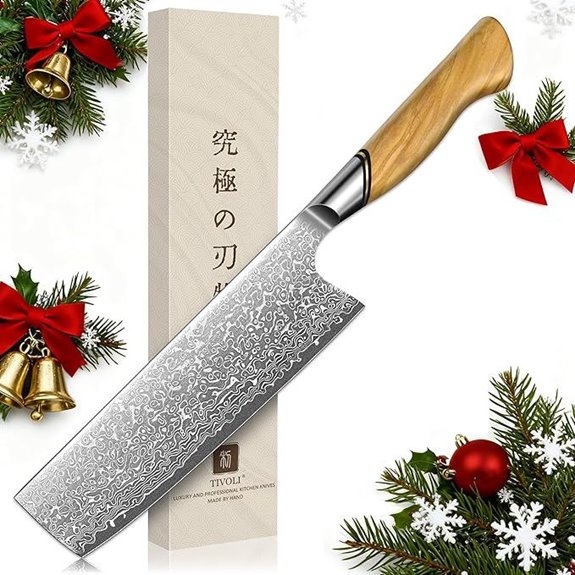 TIVOLI Damascus Nakiri Knife 6.5 Inch VG-10