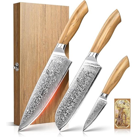 Emojoy Damascus 3-Piece Kitchen Knife Set