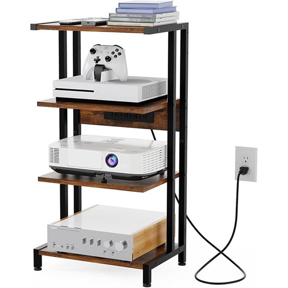 X-cosrack 4-Tier AV Media Stand with Power Strips
