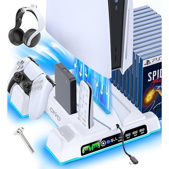 PS5 Stand & Cooling Station with LED Controller