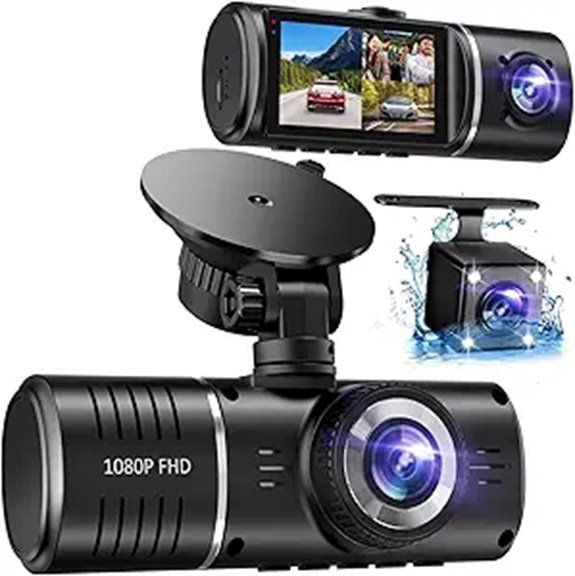Dash Cam Front Rear Inside 1080P with Night Vision
