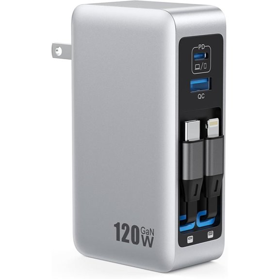 120W USB-C Fast Charger with Retractable Cables