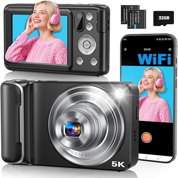 5K Dual-Lens Digital Camera with 64MP & Zoom
