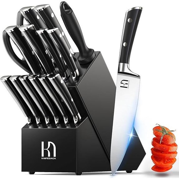 15-Piece Japanese Kitchen Knife Set with Block