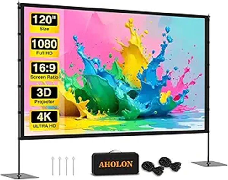 120-Inch Portable Outdoor Projector Screen with Stand