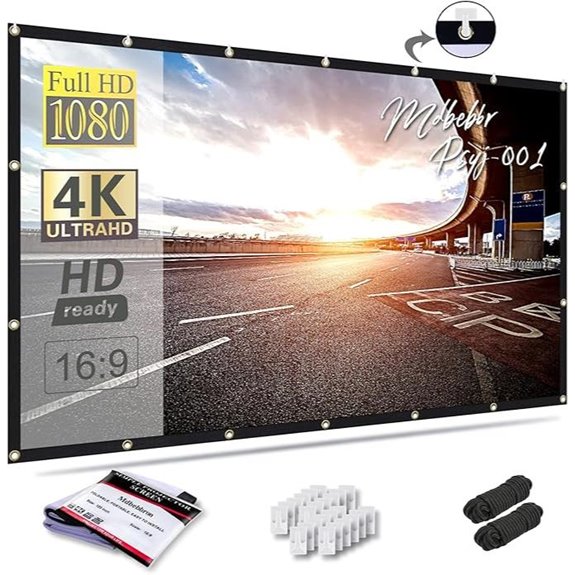 120-Inch Foldable Projector Screen for Indoor/Outdoor Use