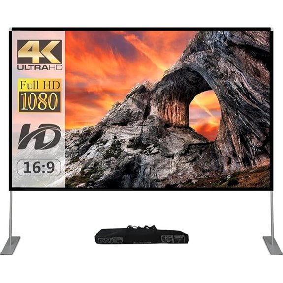 Outdoor 100-Inch Portable Projection Screen with Stand