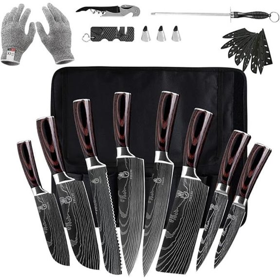 FULLHI 14-Piece Japanese & German Steel Knife Set
