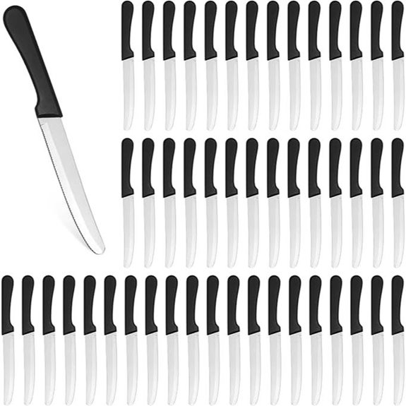 Geelin 50 Pcs 8.5 Serrated Steak Knives Black