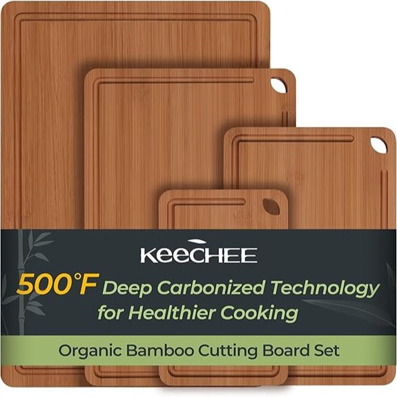 Carbonized Bamboo Cutting Board Set (4 Pack)