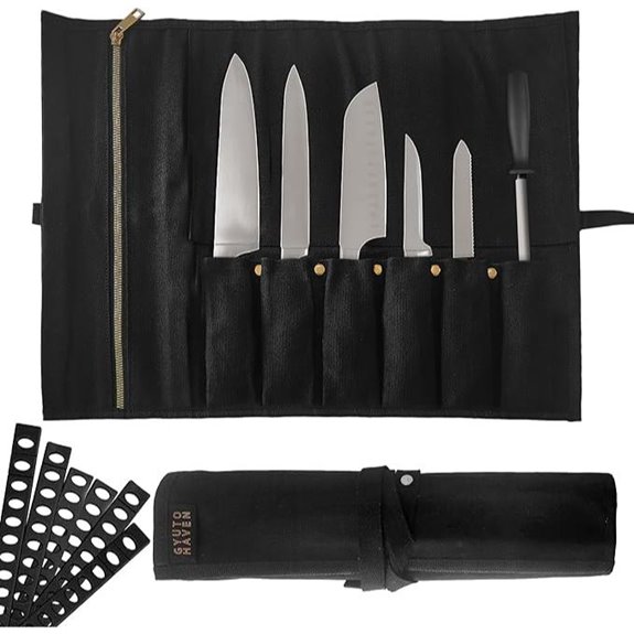 Chef Knife Roll Bag with 6 Slots & Accessories