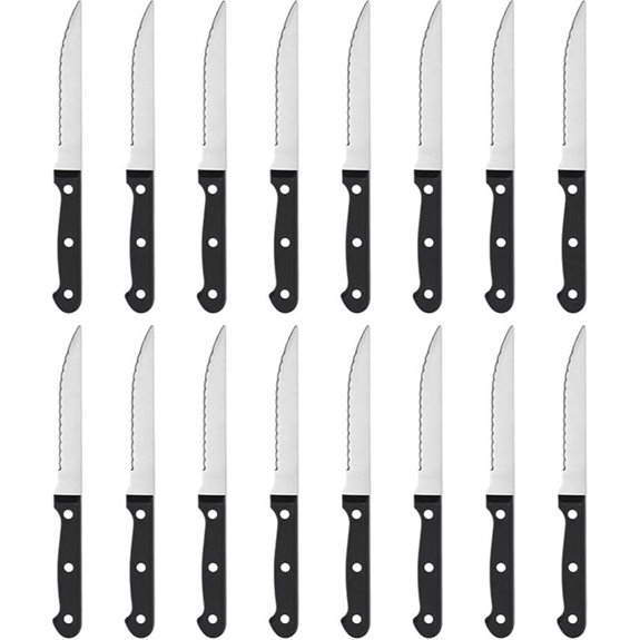BEWOS 16-Piece Steak Knife Set with Serrated Blades