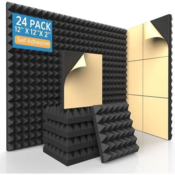 24 Pack Acoustic Foam Panels with Self-Adhesive