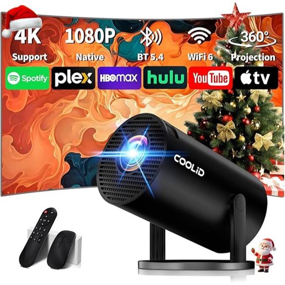 Mini 4K WiFi 6 Bluetooth Portable Projector