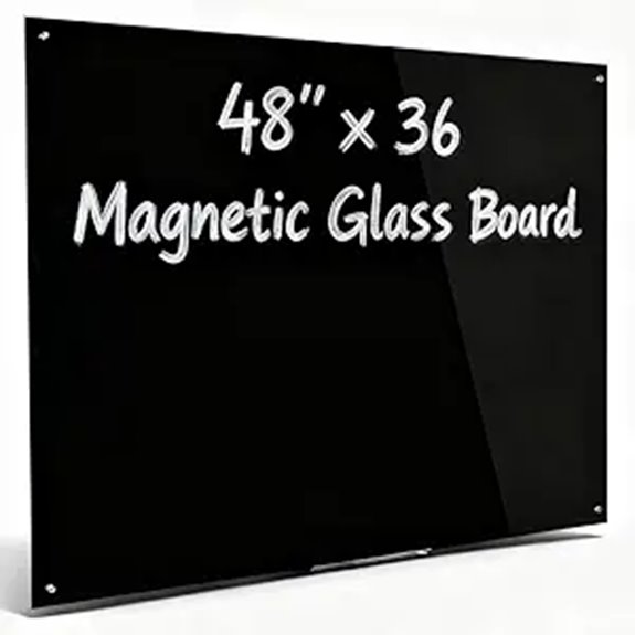 Magnetic Black Glass Whiteboard with Marker Tray