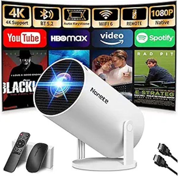 Upgraded Mini 4K Projector with WiFi & Bluetooth