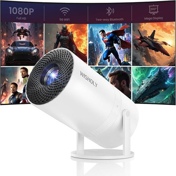 Mini WiFi Bluetooth Portable Projector with 1080P