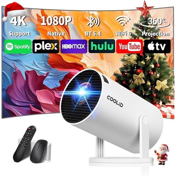 Mini 4K WiFi 6 Bluetooth Portable Projector
